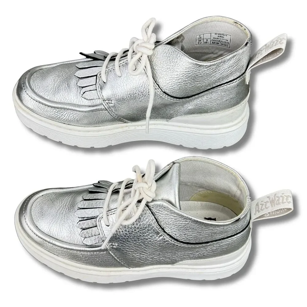 Dr Martens Shoes Jemima Womens Sz 5 Silver Kiltie Chukka Leather Moc Boots